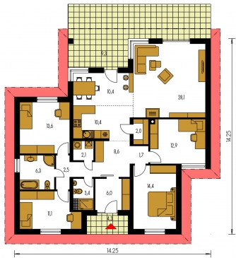 Floor plan of ground floor - BUNGALOW 124